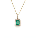 Emerald & Diamond Halo Pendant thumbnail 1