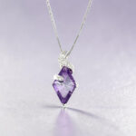 Kite Shape Amethyst & Diamond Pendant thumbnail 2
