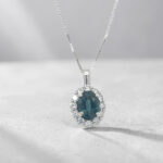 Sapphire & Diamond Halo Pendant thumbnail 2