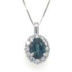Sapphire & Diamond Halo Pendant thumbnail 1