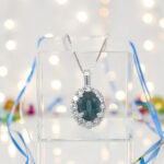 Sapphire & Diamond Halo Pendant thumbnail 3