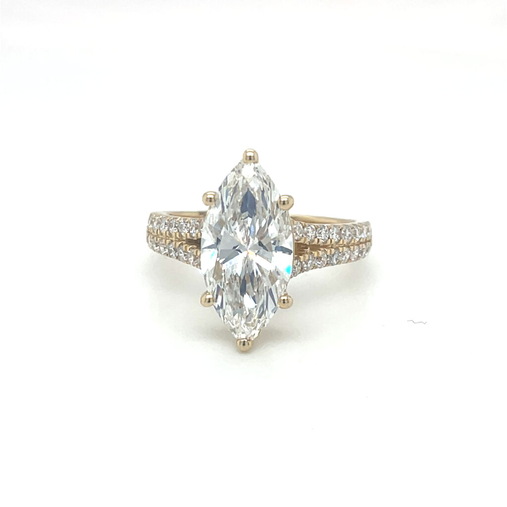 Marquise Engagement Ring in Yellow Gold