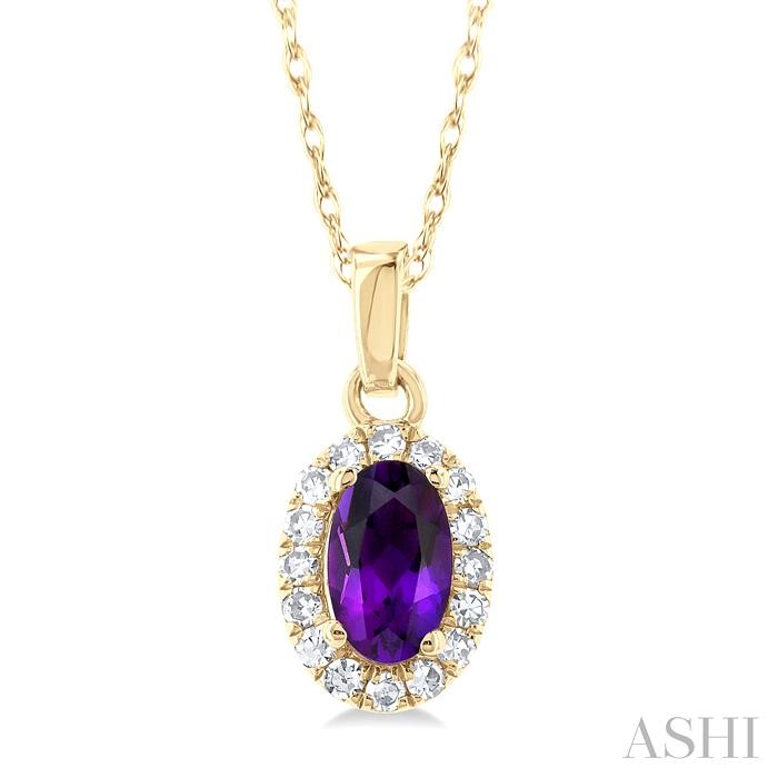Oval Amethyst & Diamond Halo Pendant
