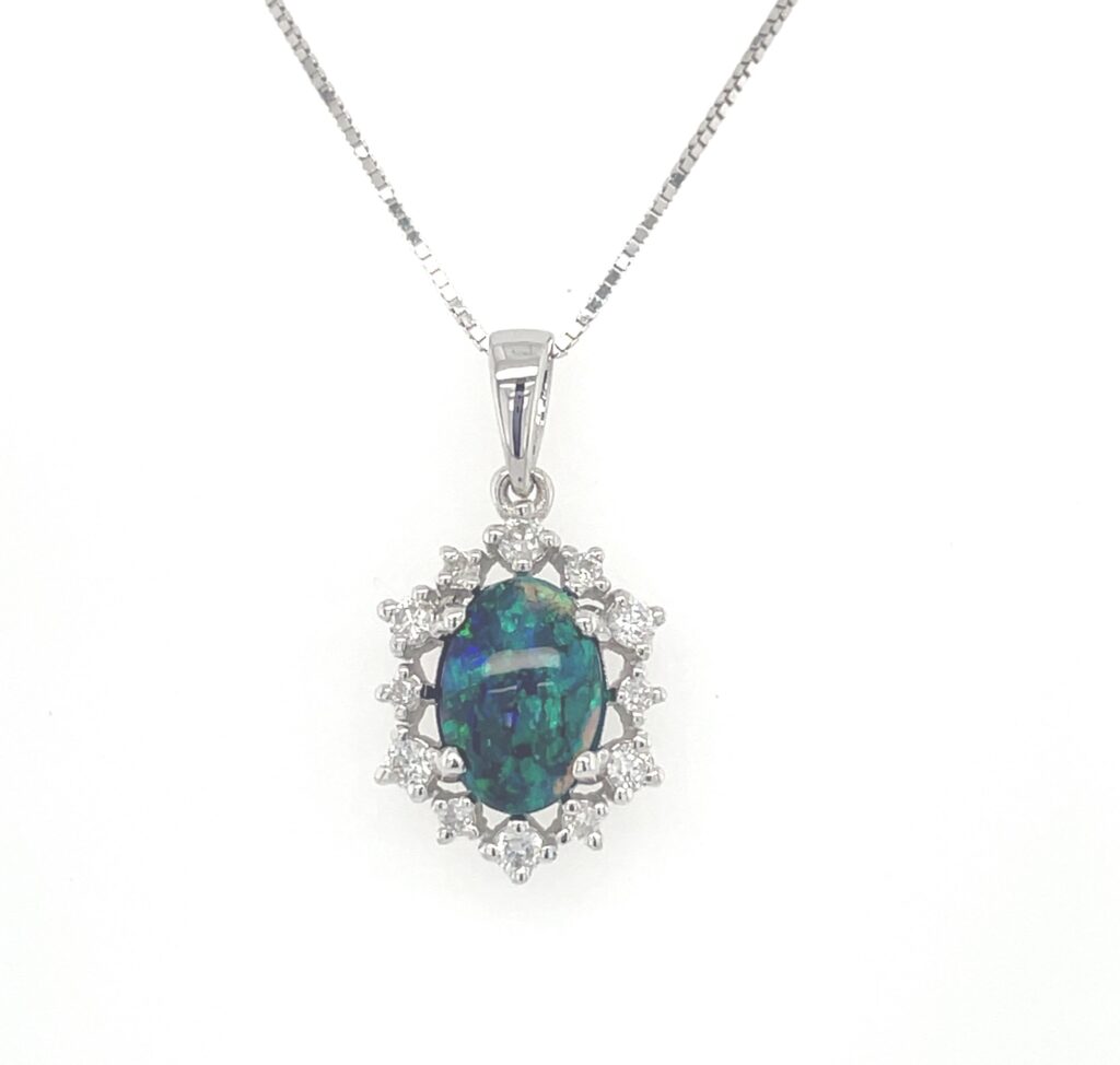 Black Opal Halo Pendant