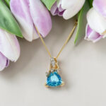 Trillion Blue Topaz & Diamond Pendant thumbnail 3