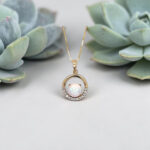 Opal & Diamond Circle Pendant thumbnail 2