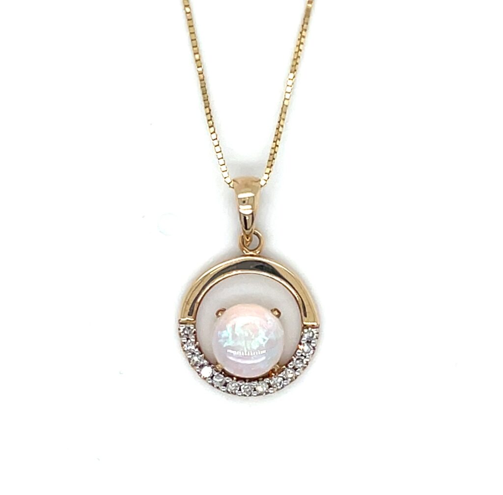 Opal & Diamond Circle Pendant