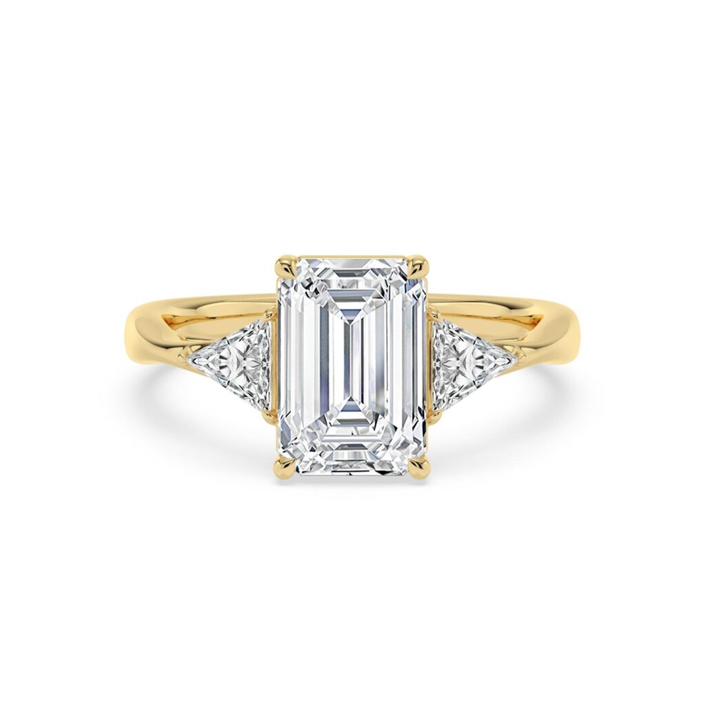 Emerald Cut Engagement Ring with Triangles