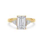 Emerald Cut Engagement Ring with Triangles thumbnail 1