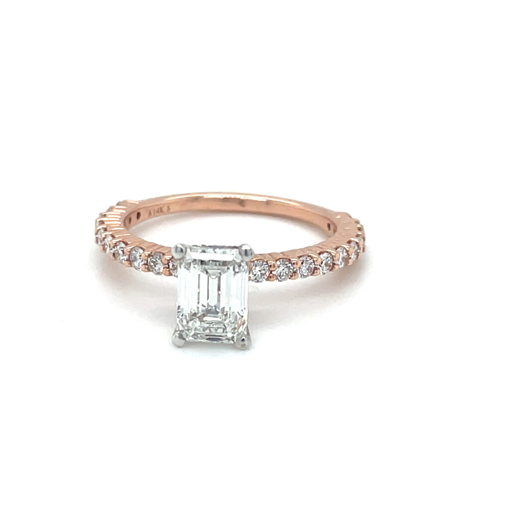 Emerald Cut Diamond Engagement Ring in Rose Gold
