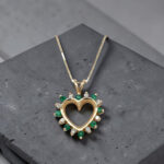 Emerald & Diamond Heart Pendant thumbnail 2