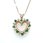 Emerald & Diamond Heart Pendant thumbnail 1
