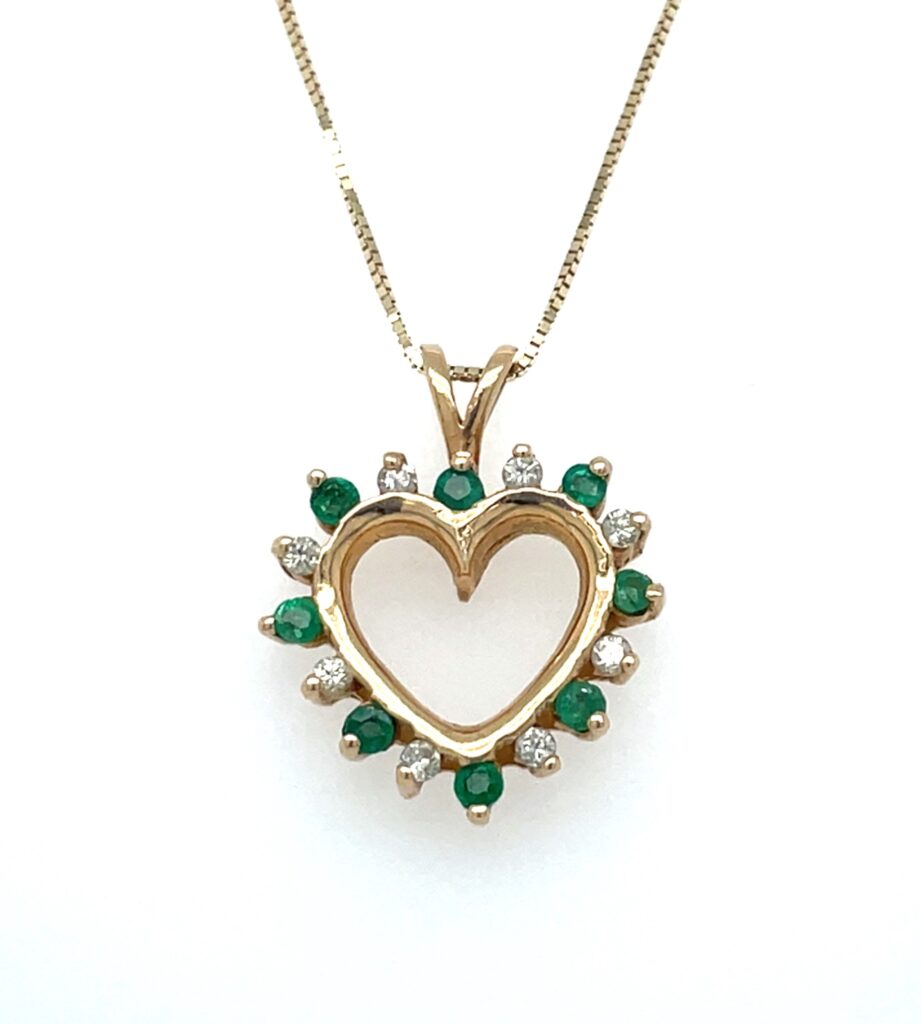 Emerald & Diamond Heart Pendant