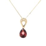 Pear Shape Garnet & Diamond Pendant thumbnail 1