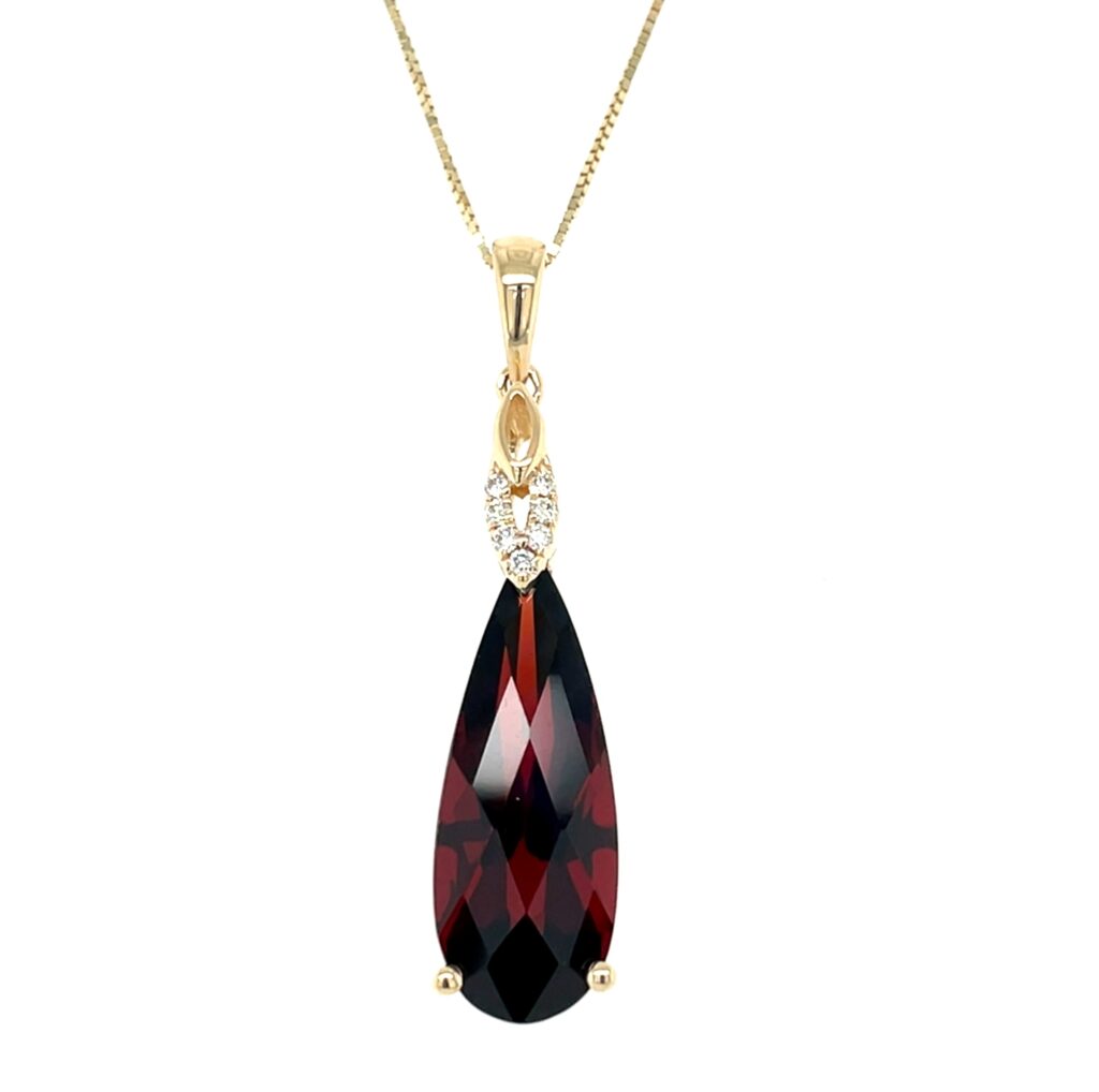 Teardrop Garnet & Diamond Pendant