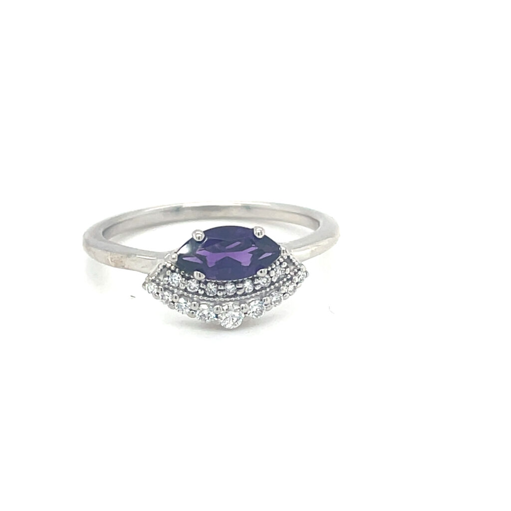 Marquise & Diamond Curved Ring