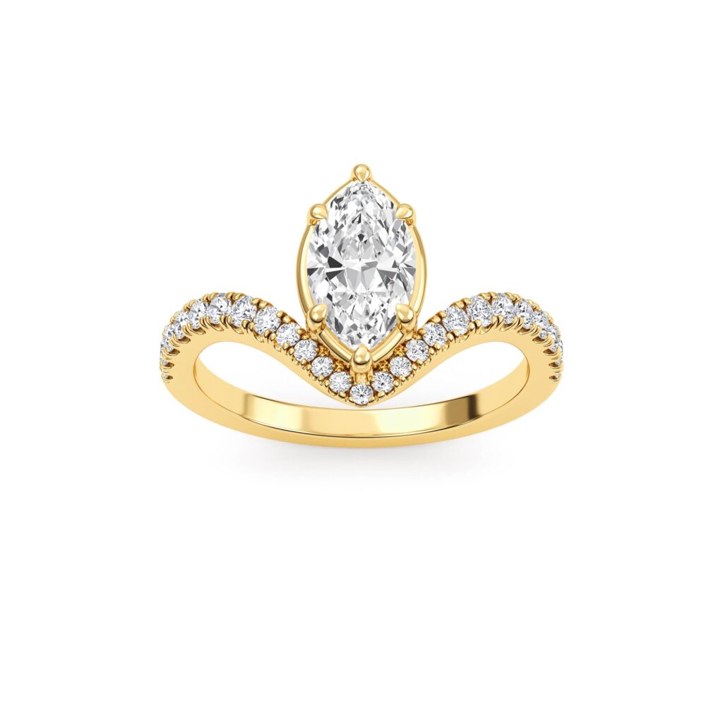 Marquise Chevron Ring in Yellow Gold