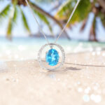 Blue Topaz & Diamond Circle Pendant thumbnail 2