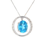 Blue Topaz & Diamond Circle Pendant thumbnail 1