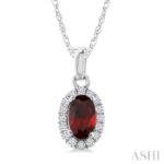 Garnet & Diamond Halo Pendant thumbnail 1