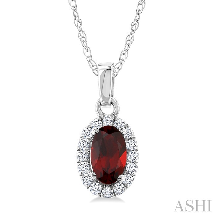 Garnet & Diamond Halo Pendant