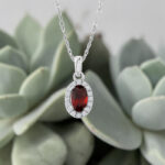Garnet & Diamond Halo Pendant thumbnail 2