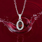 Garnet & Diamond Halo Pendant thumbnail 3