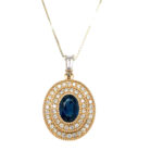Sapphire & Diamond Double Halo Pendant thumbnail 1
