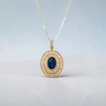 Sapphire & Diamond Double Halo Pendant thumbnail 2