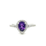 Amethyst Halo Ring thumbnail 1