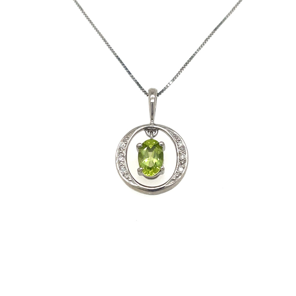 Peridot & Diamond Circle Pendant