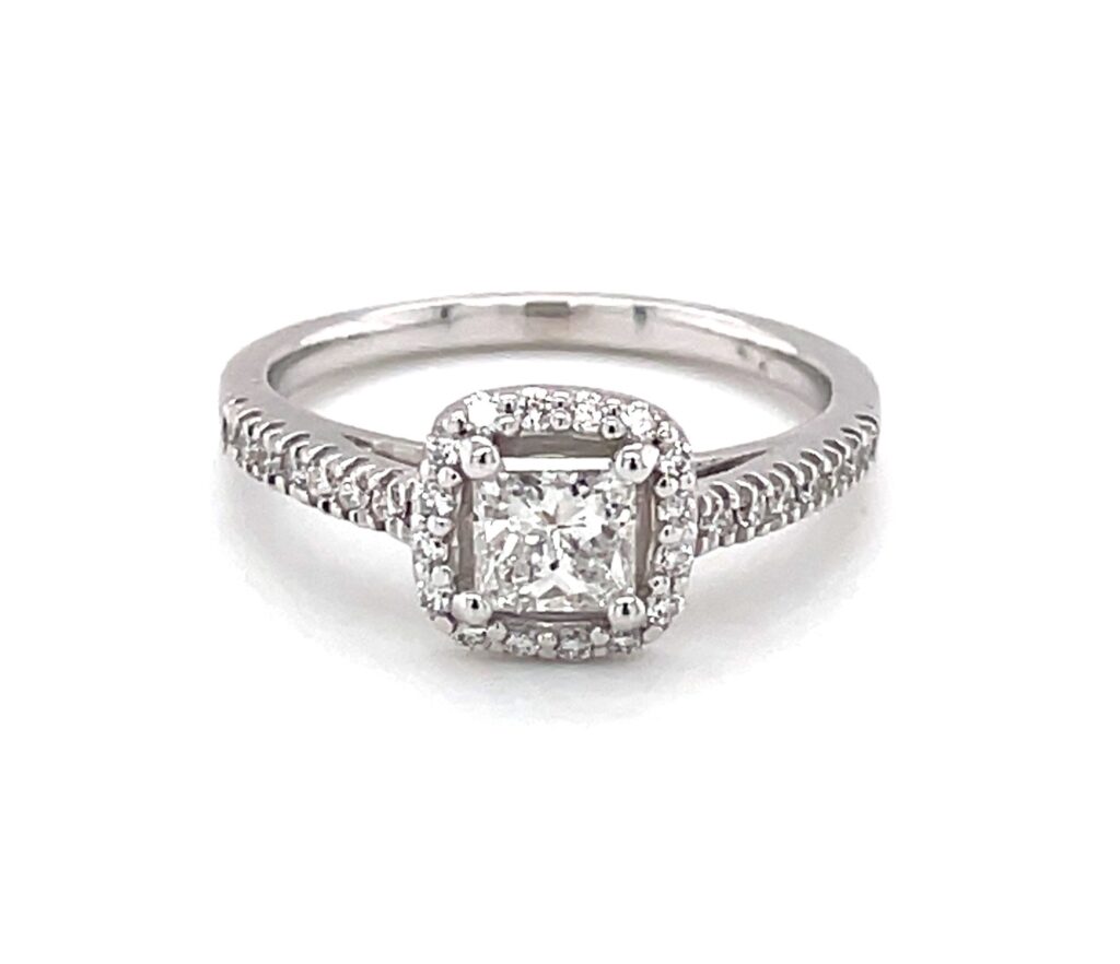 Princess Halo Engagement Ring