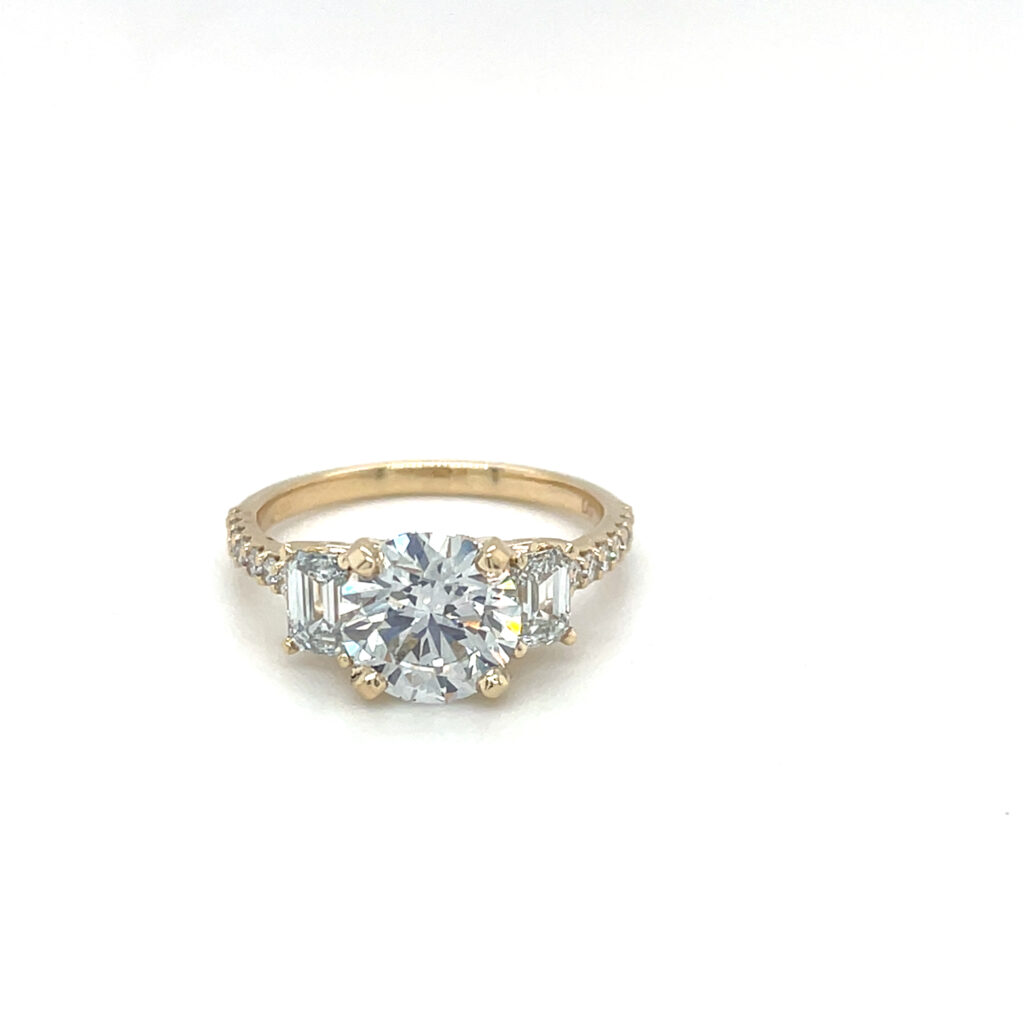 Round & Emerald Cut Engagement Ring