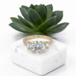Round & Emerald Cut Engagement Ring thumbnail 2