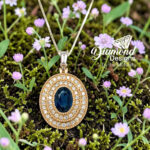 Sapphire & Diamond Double Halo Pendant thumbnail 3