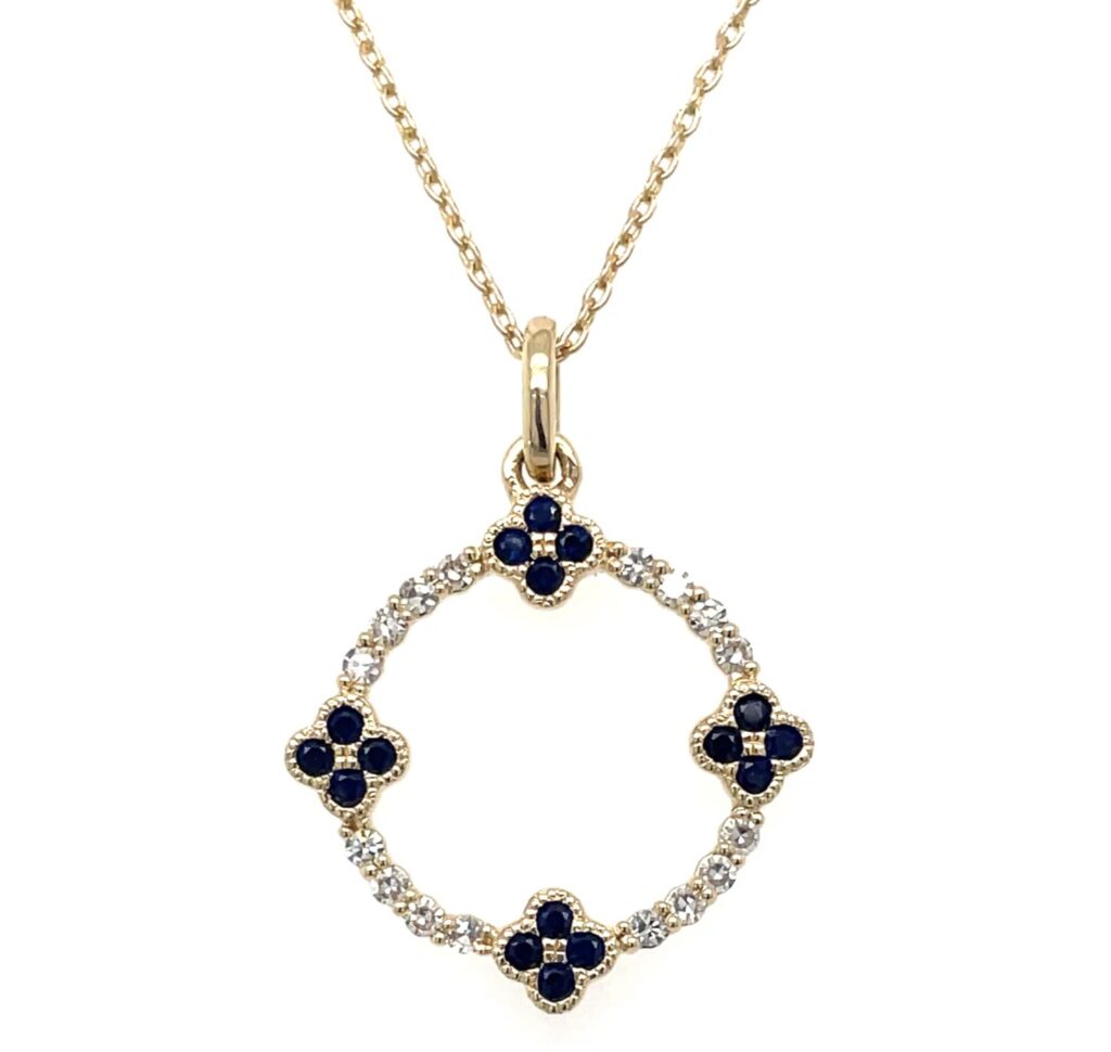 Sapphire & Diamond Circle Pendant