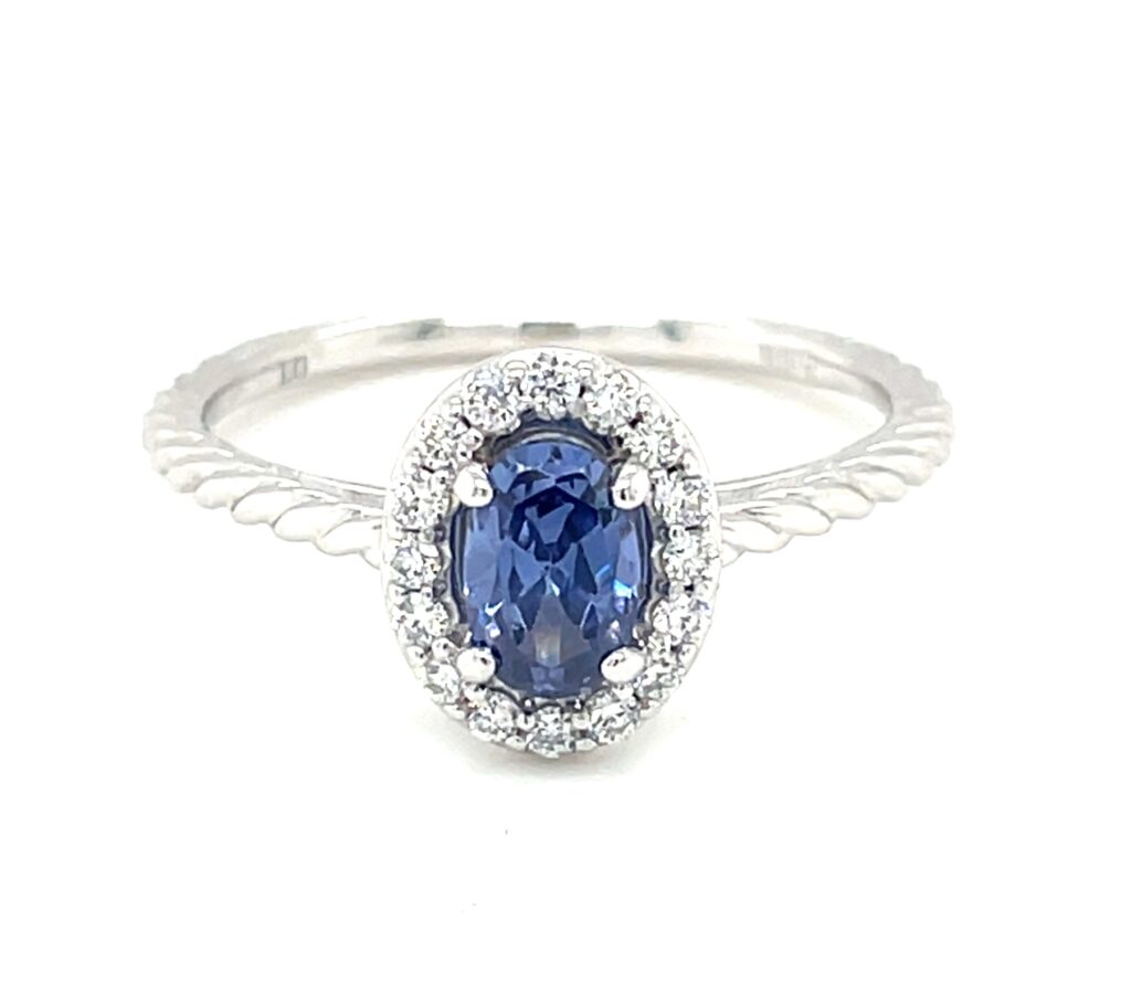 Oval Tanzanite Halo Ring