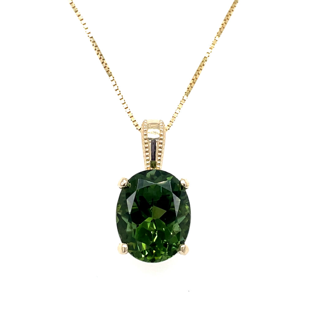 Green Tourmaline Solitaire Pendant