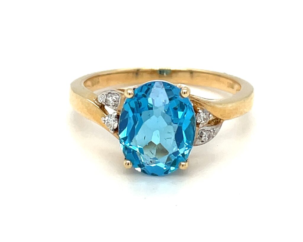 Blue Topaz & Diamond Ring