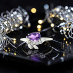 Pear Shape Amethyst & Diamond Ring thumbnail 3