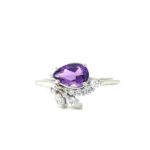 Pear Shape Amethyst & Diamond Ring thumbnail 1