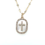 Mother of Pearl & Diamond Cross Pendant thumbnail 1