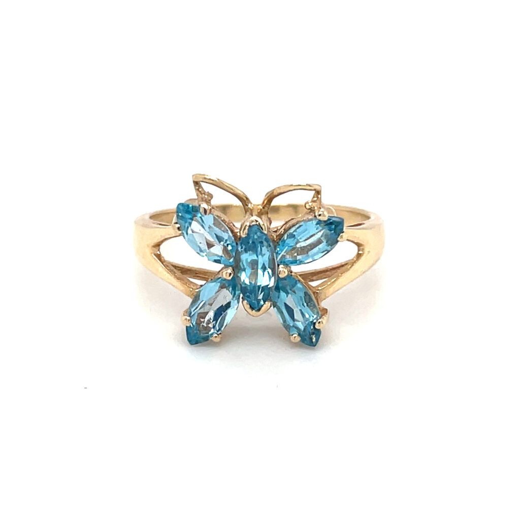 Blue Topaz Butterfly Ring