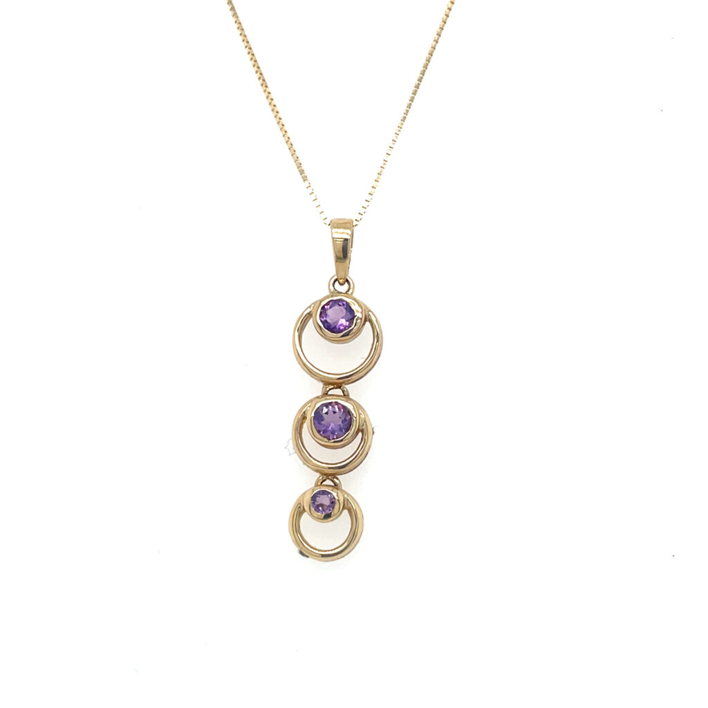 Three Stone Amethyst Pendant