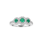 Emerald & Diamond Triple Halo Ring thumbnail 1
