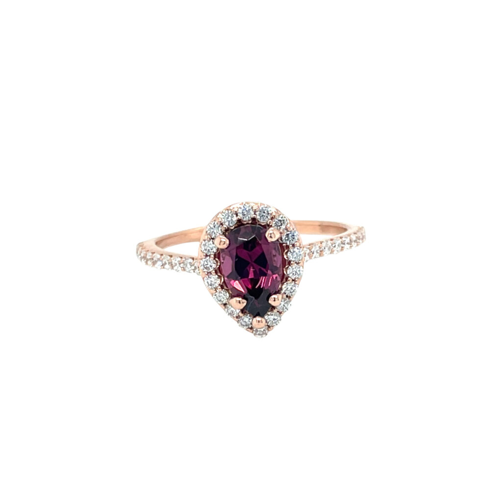 Rhodolite Halo Ring