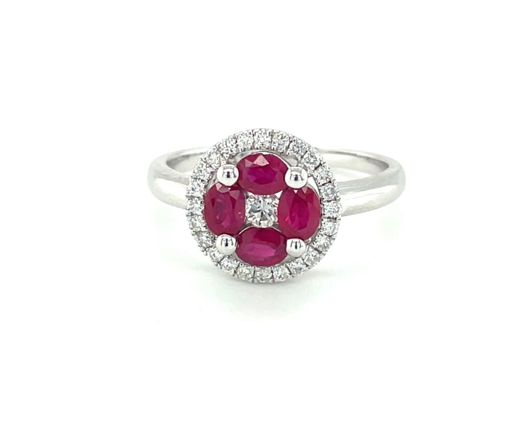 Ruby & Diamond Halo Ring