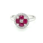 Ruby & Diamond Halo Ring thumbnail 1