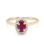 Ruby & Diamond Halo Ring thumbnail 1