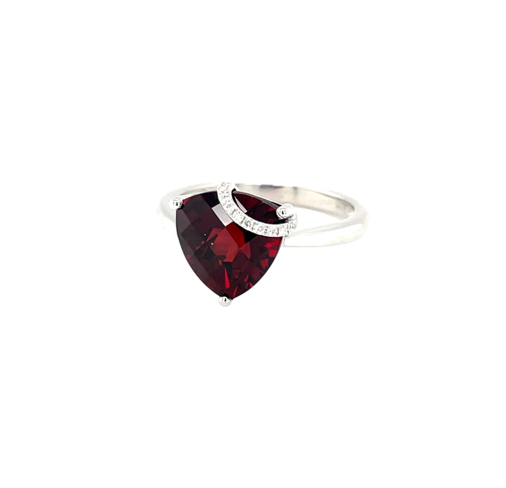 Trillion Garnet & Diamond Ring